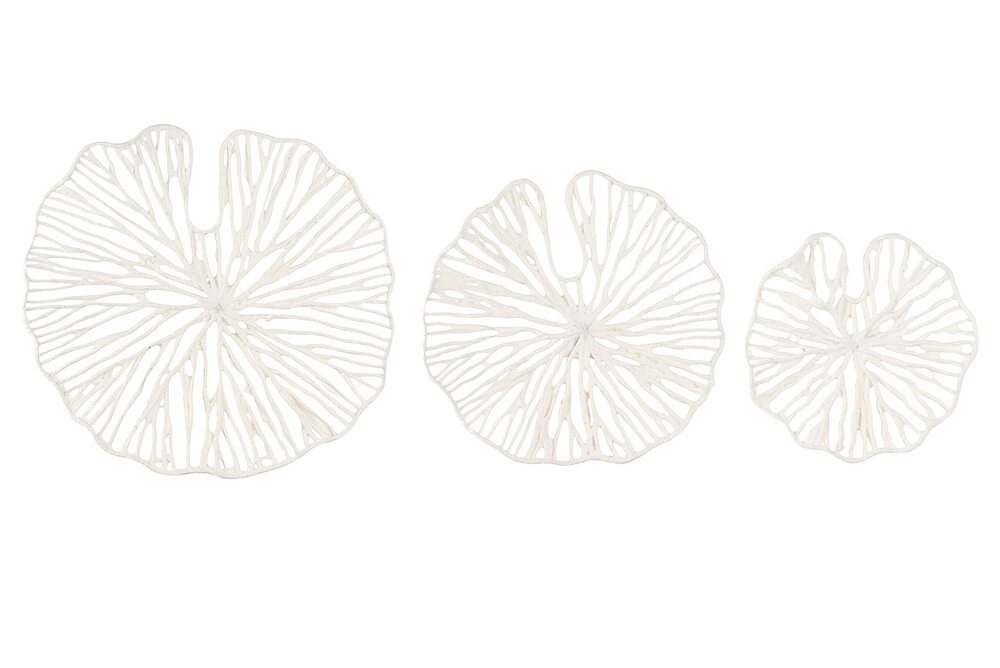 7498 Handmade White Coral Shaped Paper & Metal Wall Décor Set of 3 Sizes